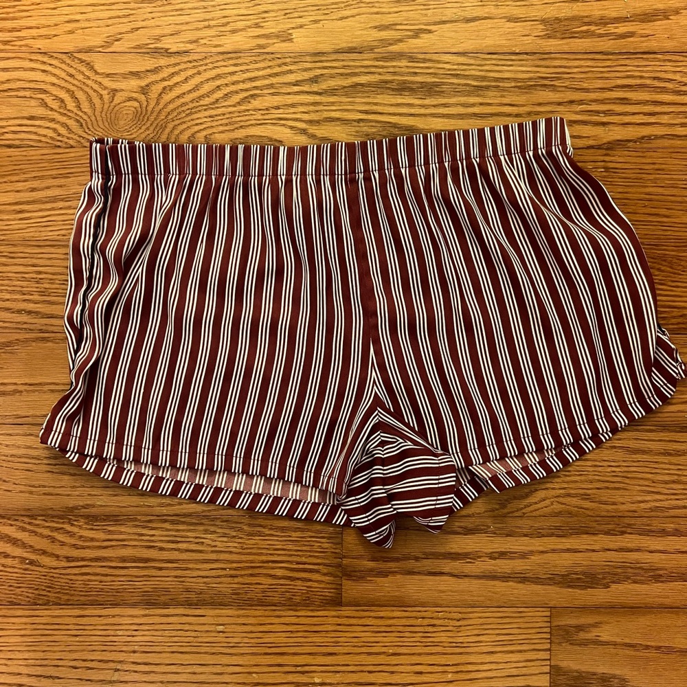 Aerie Burgundy and White Striped Shorts
